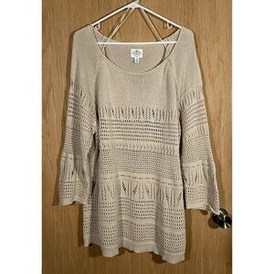 Women's Plus Sz 3X Crochet Tunic Top Open Knit Boho Beachy Festival CottageCore